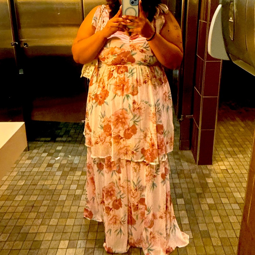 Tie strap tiered maxi dress